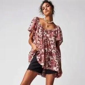 Free People Kauai Getaway Printed Tunic/Dress in Ivory Combo. NWT.